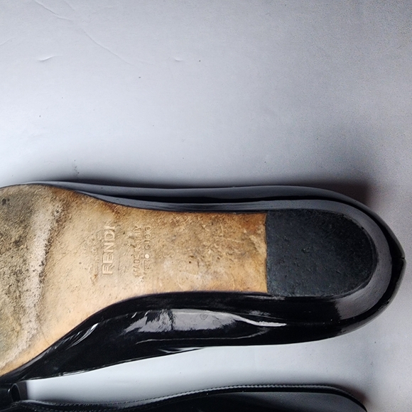 Vintage Fendi Wedge Heels Womems Size 7 Black patent leather - Picture 9 of 11